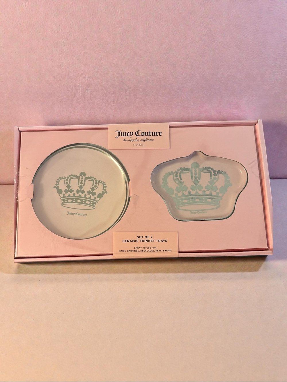 Juicy Couture Pink Ceramic Crown Trinket Tray Set